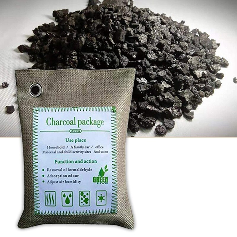 Grey Breathe Green Bamboo Charcoal Odor Eliminator Bag (4-Pack), Activated Charcoal Odor Absorberfor Home, Pets, Car, Closet, Ba