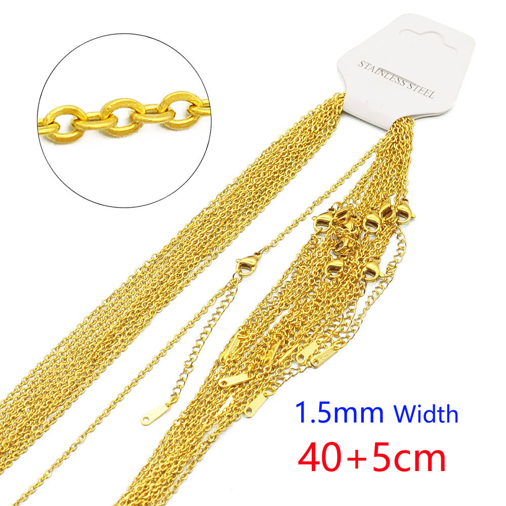 10pcs/Lot 304 Stainless Steel Cable Link Rope Chain Necklace for DIY Jewelry Making Silver Gold Color O Chains Choker Necklaces: Imitation Rhodium Plated