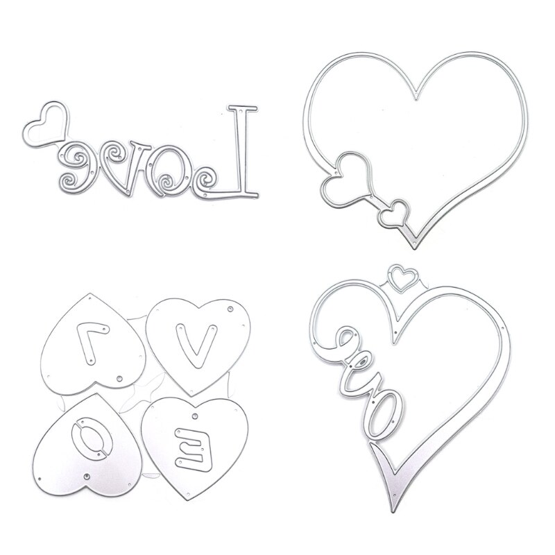 4 Pieces Cutting Dies Heart Cutting Dies Love Heart Embossing Stencils Templates for Scrapbooking,Valentine's Day Craft: Default Title