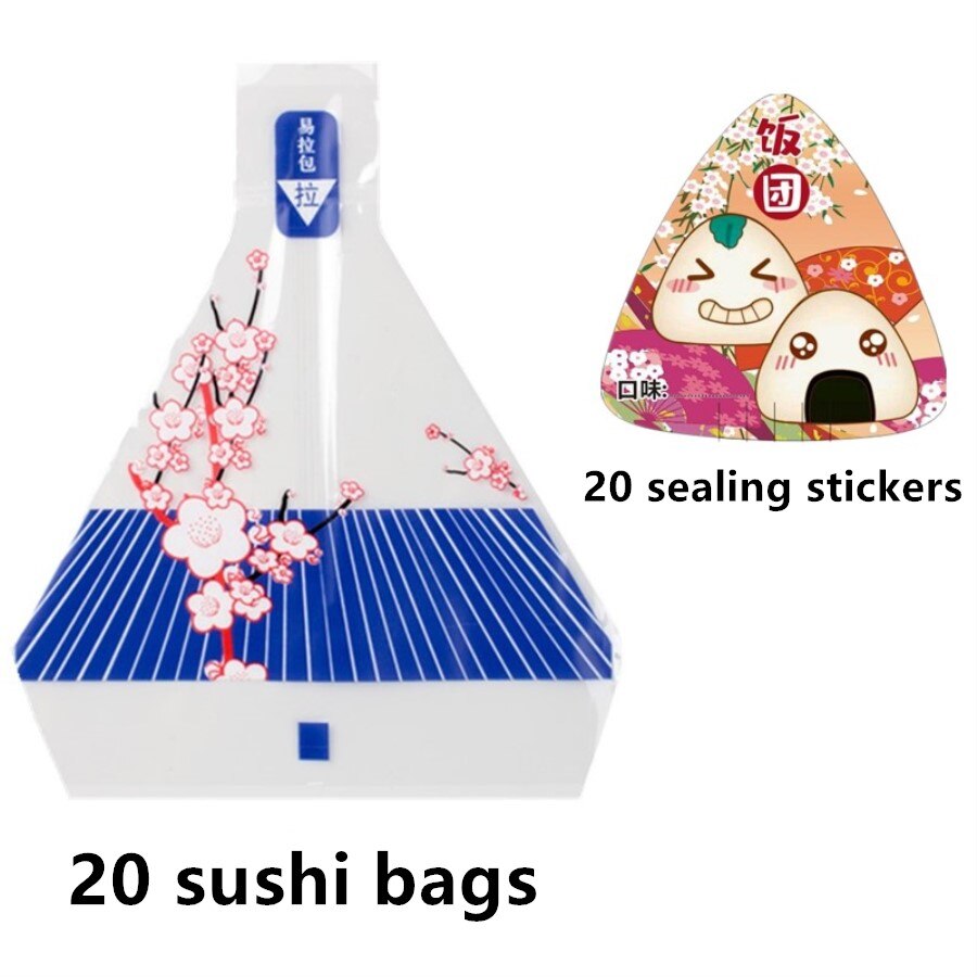 Moderigtig sushi taske ris kugle pakke taske anti-dug taske let rive sushi pakke taske 20 stk send klistermærker forskellige farver: Lilla 20 sæt