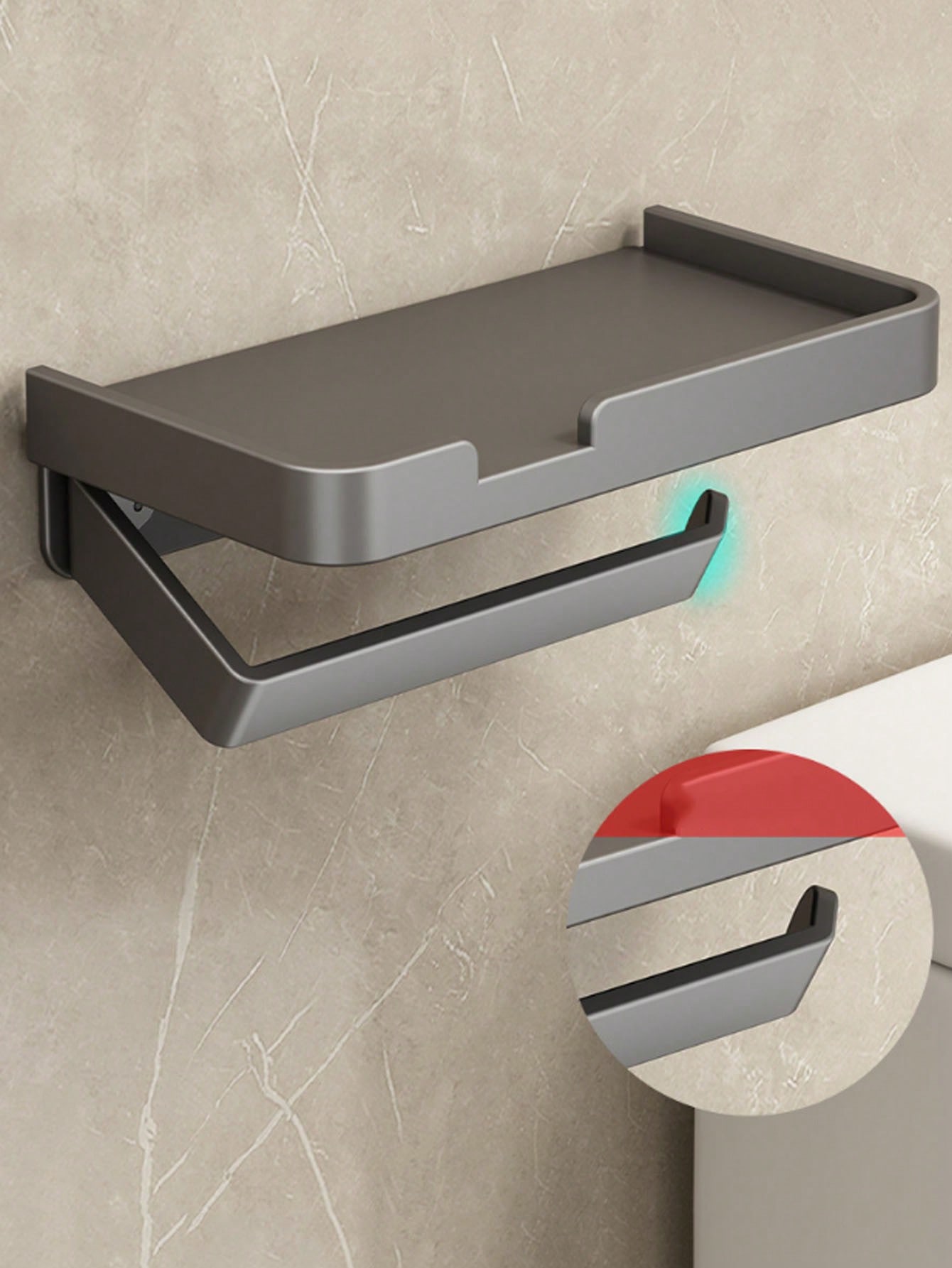 Toiletpapirholder, vægmonteret papirrulleholder med selvklæbende eller skruede kanter, multifunktionel badeværelsesopbevaringsfordeler