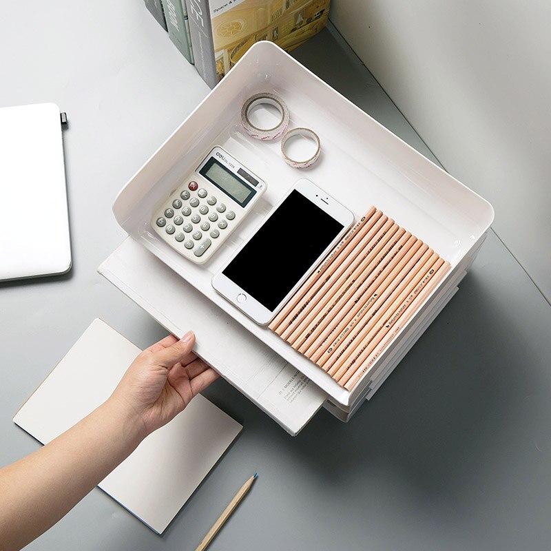 Stackable A4 Paper File Rack Office Organizer Desk Magazine Holder School Supplies Paper Tray Plastic File Box Storage Racks