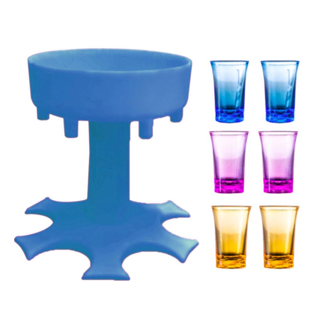 6 shotglas dispenser houder whisky bier alcohol likeur wijn drank dispenser rek bar accessoires party games drinkgereedschap: Blauw b