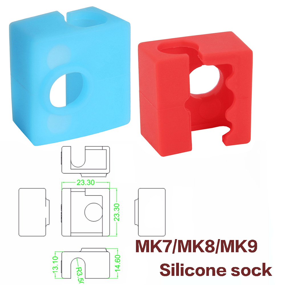 Para E3D V6/V5 MK7 MK8 MK9/Volnaco /BP6 calcetines de bloque de calor funda de silicona bloque calentador cubierta protectora Hotend para piezas de impresora 3D