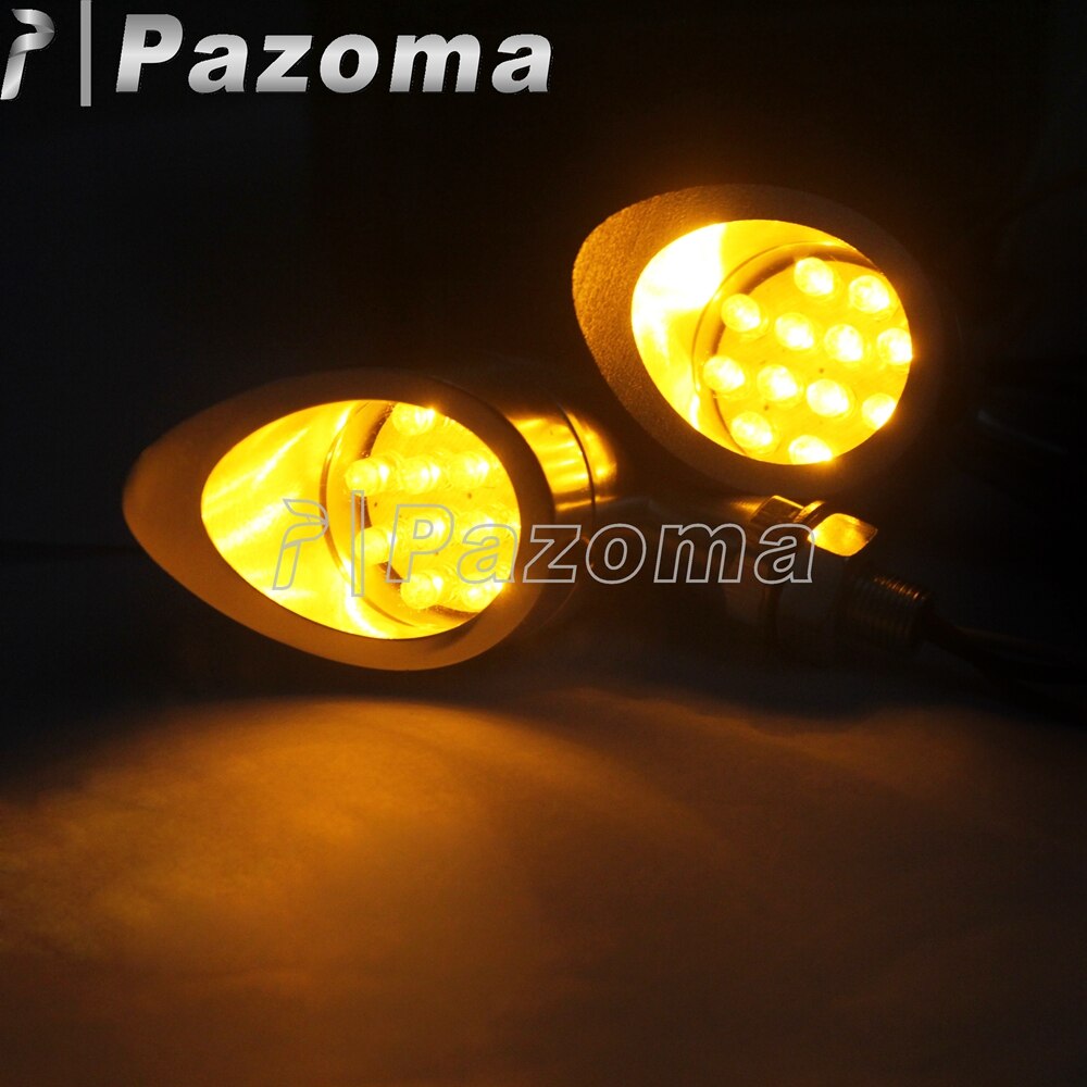Luz LED de señal de giro para motocicleta, luces intermitentes plateadas de aluminio ámbar para Harley, Chopper, Cafe Racer