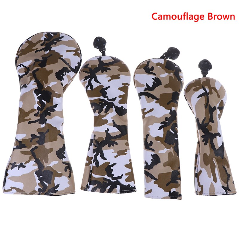 4 pièces PU Golf couvre-chef pour #1 pilote #3 #5 Fairway Woods Clubs couvre-chef Camouflage motif anti-poussière