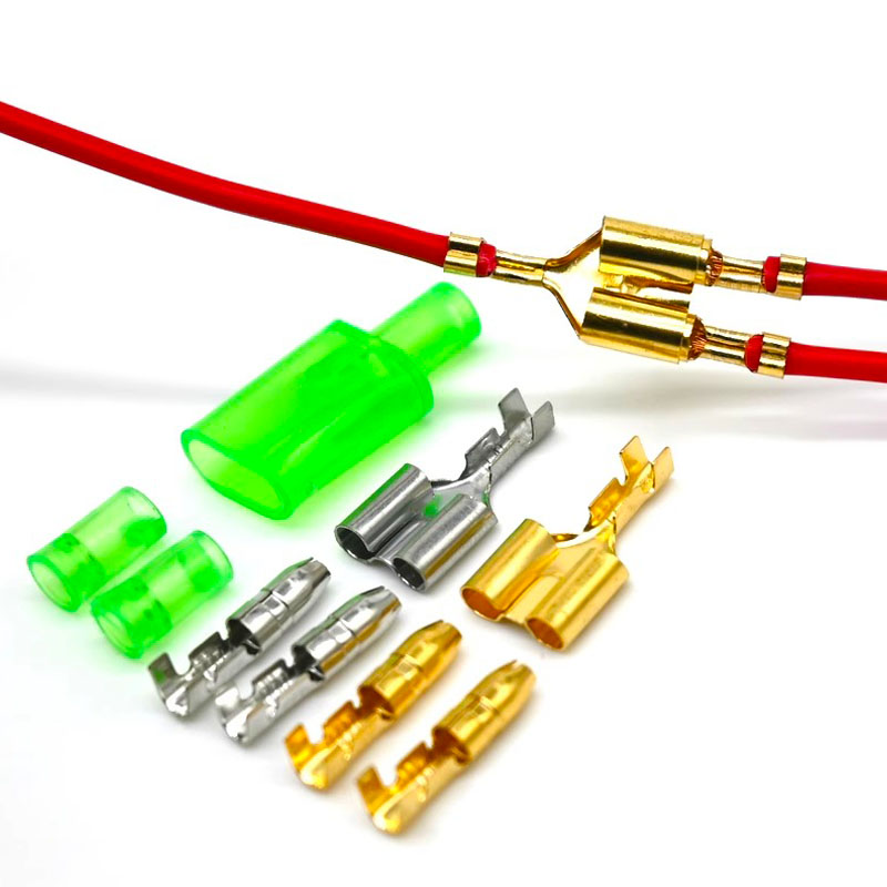 10/20/50 juegos de herramientas para coche 4,0 terminal tipo bala conector de cable eléctrico para coche verde 4mm macho + hembra 1: 2 terminal de prensado en frío