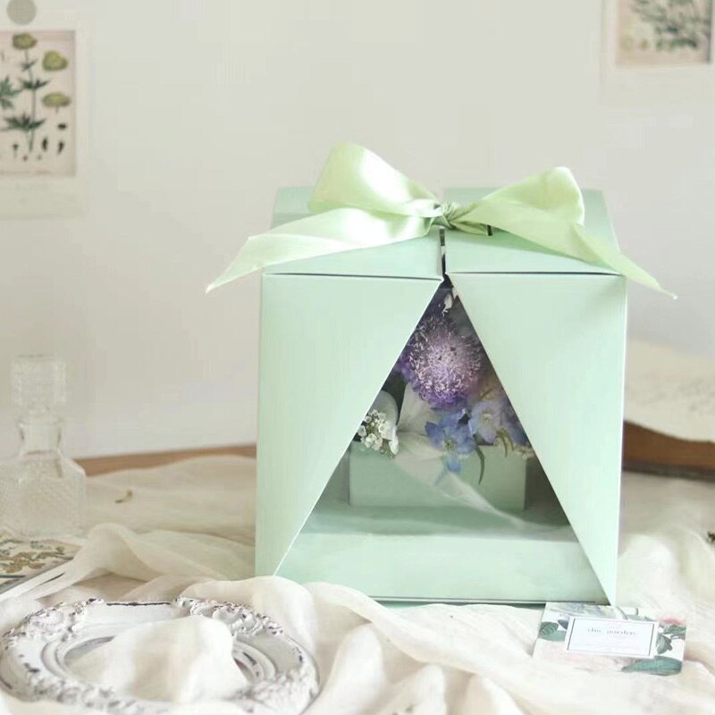 Kraft Paper Flower Box Window Hand-held Box Flower Arrangement Bag Foldable Flower Packing Box Flower Bag Box 2022
