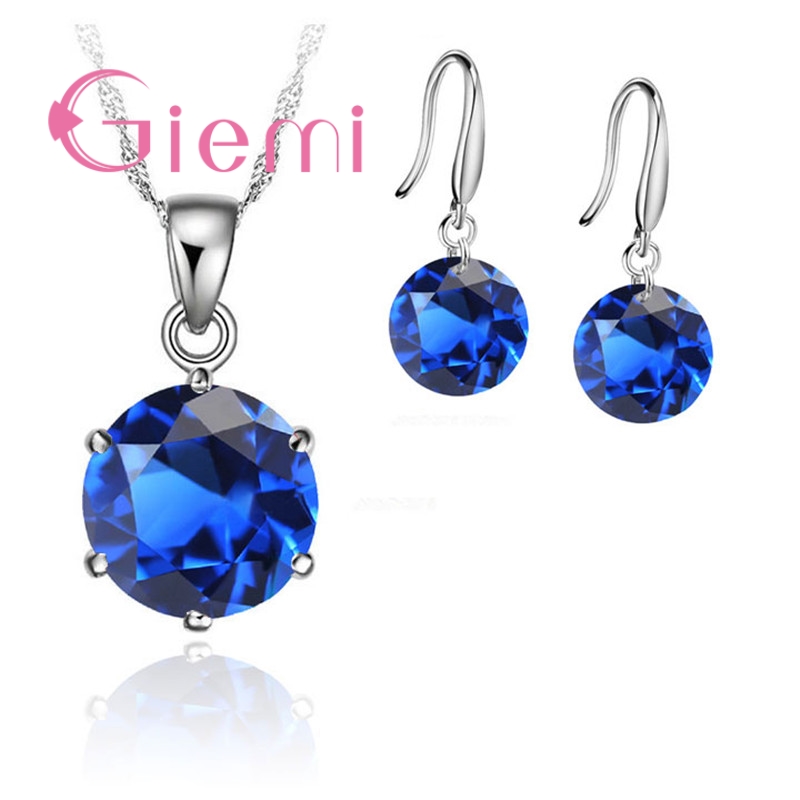 Delicate Ronde Crystal Ketting Oorbellen Voor Moeder Vrouwen Verjaardag Cadeau Sieraden Set 925 Sterling Zilver