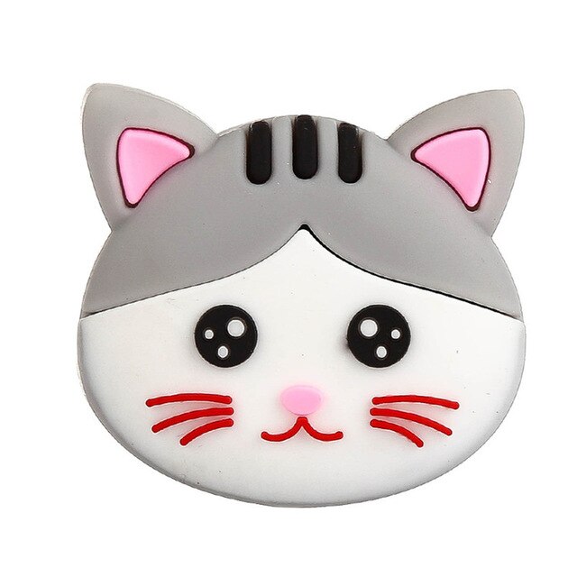 Silicone Desk Corner Protector Door Handle Bumper Guard Stopper Self Adhesive Rubber Round Door Crash Pad Anti-slip Sticker: Gray cat