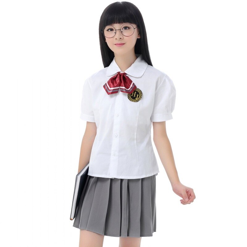 Uniforme Escolar de clase para niñas, traje a juego para estudiantes, uniforme escolar juvenil, uniforme azul marino, Falda plisada D0305: XL