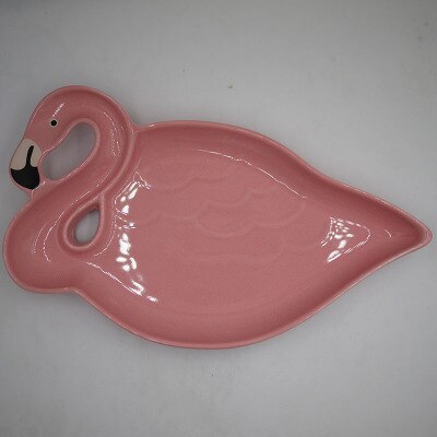 Pink Ceramic Bird Flamingo Shape Lovely Teapot/Plate: Big White Mouth