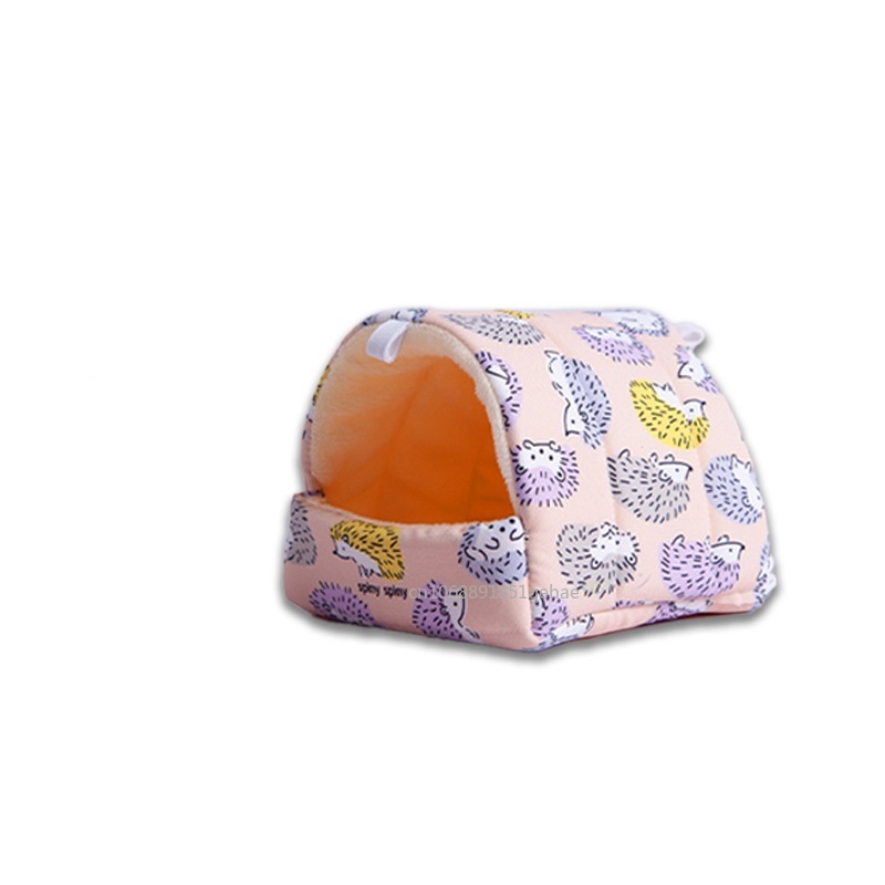 Warm Winter Hamster Nest Cute Cartoon Rabbit Squirrel Mini Cage Guinea Pig Nest Comfortable Small Animal Mice Rat Sleeping Bed: XS（old） / light yellow