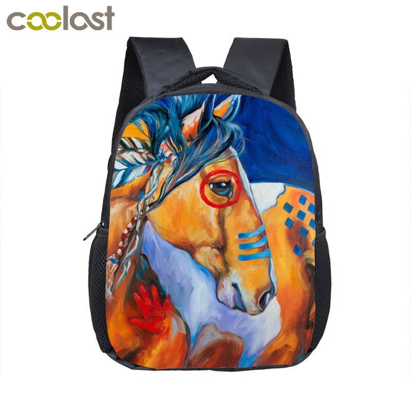 Krieg Pferd Rucksack Jungen Mädchen Kinder Schule Taschen Cartoon Pony Kindergarten Schule Rucksäcke Baby Kleinkind Tasche Kinder BookBag: 12JM17