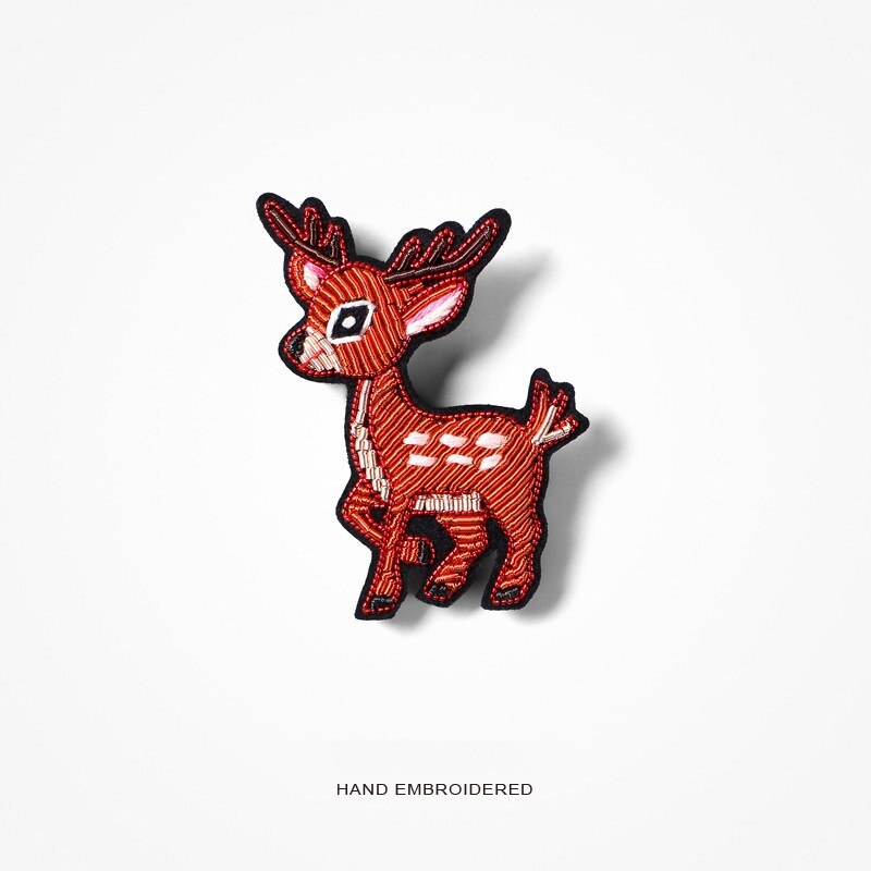 Kreative Cartoon Deer Pin Feste Kleidung Dekoration Handgemachte Stickerei Brosche High-end Weiblich Nette Japanischen Zubehör Flut