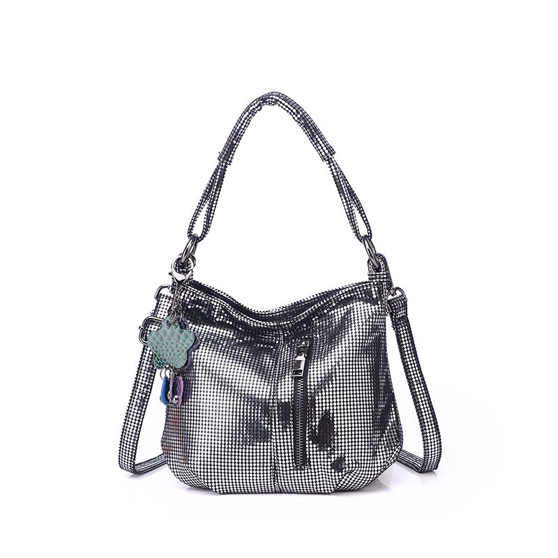 Tonny Kizz small crossbody bags for women leather shoulder bags female handbags solid color ladies tote bag: Ancient Silver
