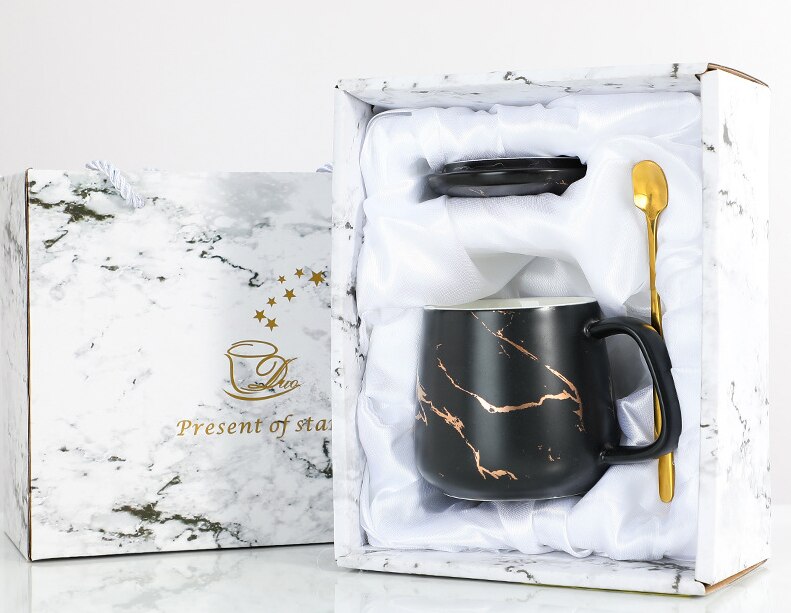 Nordic style marbled simple ceramic mug mug breakfast office coffee cup couple mug: B