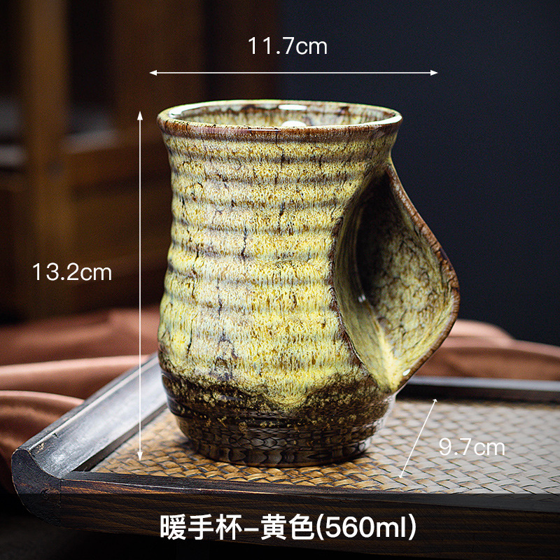 1 unidad, taza de café de cerámica creativa de 500ml, cerámica cambiada con horno, bonitas tazas de té, taza de té de Kung Fu,: green