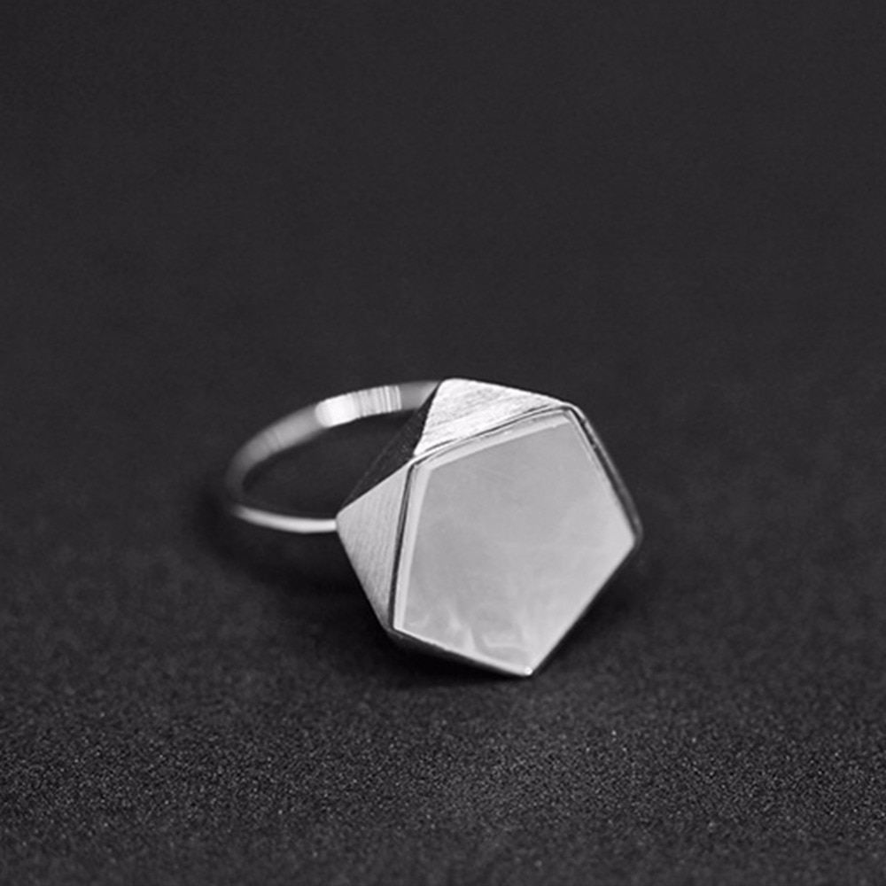 Lotus Fun Real 925 Sterling Silver North European Style Geometric Angles Fine Jewelry Rings for Women