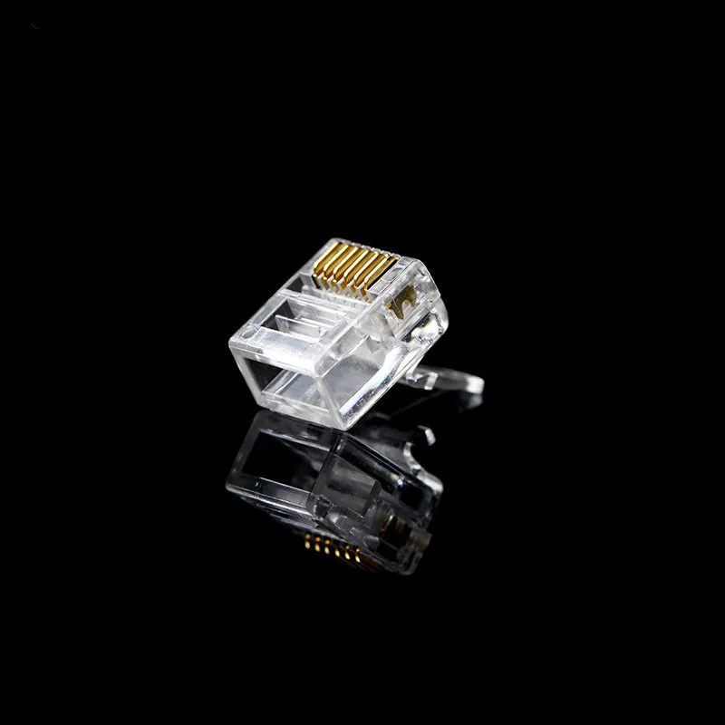 RJ12 Connector 6P6C Modular Head Phone Cable Plug Gold Plated Crimp Network RJ 12 Telephone Connectors Crystal Plugs