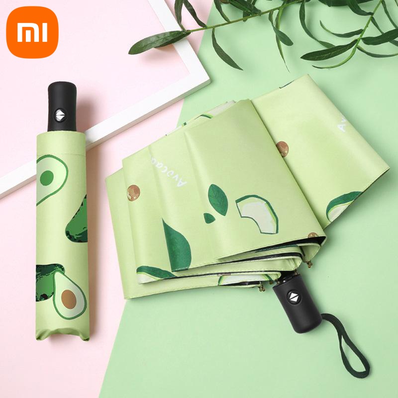Xiaomi Full Automatic Umbrella Sun Protection Fruit Umbrella Avocado Ins Small Fresh Clear Umbrella Folding Portable: Clear
