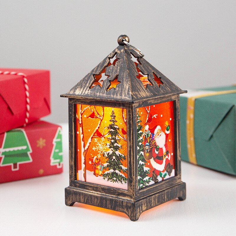 Luz LED de Navidad Vintage, lámpara creativa de noche de muñeco de nieve para ancianos, linterna de viento Retro, Luces de decoración de escritorio de Navidad,: 01