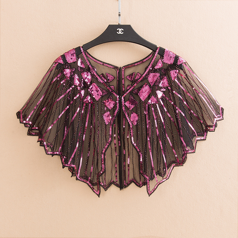 Châle de mariée , 16 couleurs, enveloppe en dentelle noire, boléro Cape courte pour femmes, paillettes scintillantes, veste d'été en dentelle noire