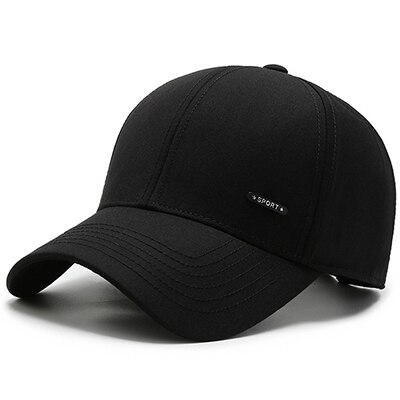 nouveaux hommes casquette de Baseball sport loisirs casquette noir casquette de Baseball couleur unie lettres chapeau de soleil hommes Baseball chapeaux: Black