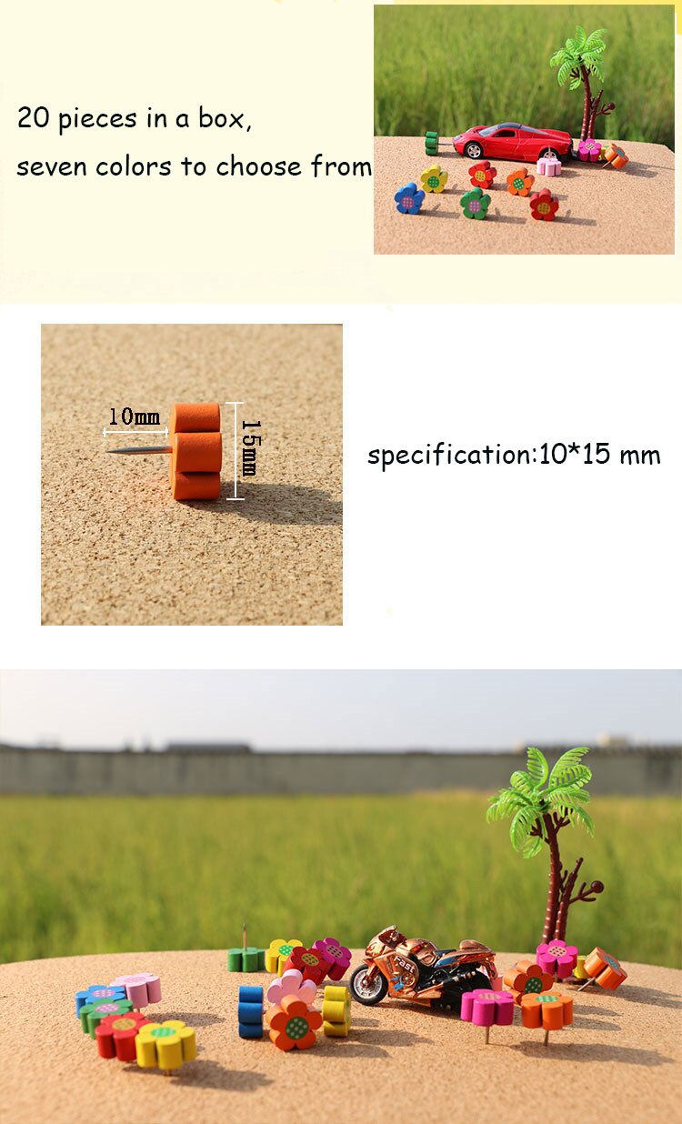 Puntali colorati in legno di prugna stampa per unghie chiodi in sughero chiodi a testa larga puntali in legno per cartoni animati