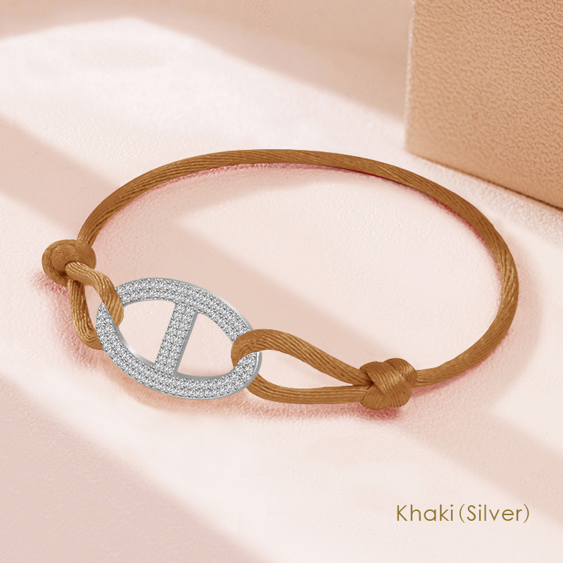 Maanlicht Mode Klassiek Varken Neus Zijden Touw Bedelarmband Voor Vrouwen Zirkoon Verstelbare Armband Vrouwelijke Sieraden 14 Kleuren: Groene Dragonly