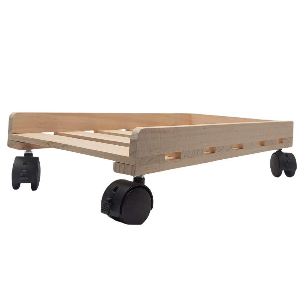 Tray Computer Moving Case Holder Caster Wooden CPU Stand PC Heat Dissipation Adjustable Desktop Office Tower Rolling Wheels