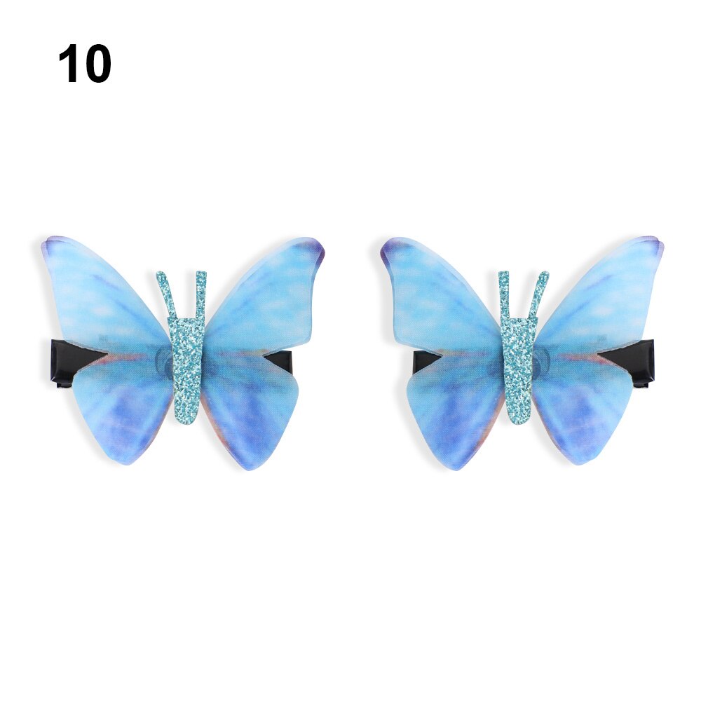 2 pièces belle strass papillon pince à cheveux Double couches Tulle épingle à cheveux accessoires de coiffure outils pour les femmes fille: 10