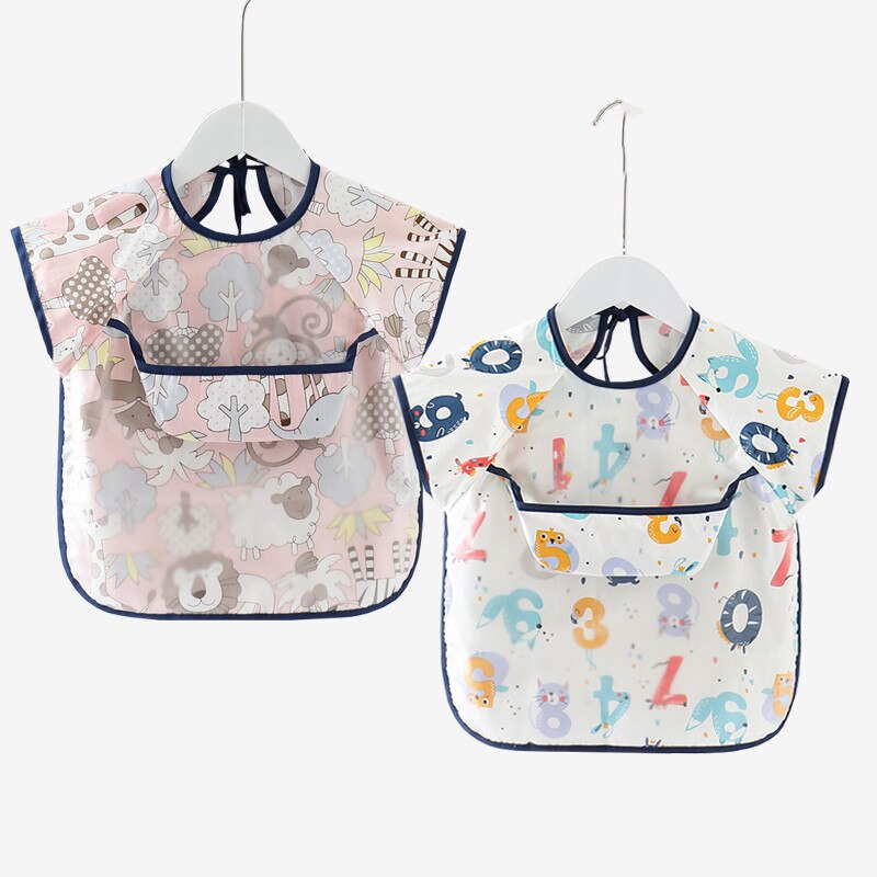 Baby hagesmække lange ærmer tegneserie dyr baby hagesmække uden ærmer eva vandtæt forklæde spædbarn spiser fodring hagesmække børn tegner forklæder