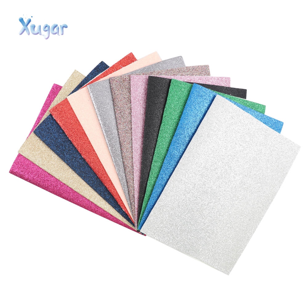 Xugar 22X30 Cm Glitter Dunne Synthetisch Leer Stof Effen Kleur A4 Stof Diy Handgemaakte Hairbows Naaien Kleding Levert decor