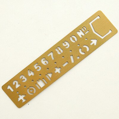 1 ud. Regla de plantilla de dibujo de números de letras caladas de latón metálico: number design
