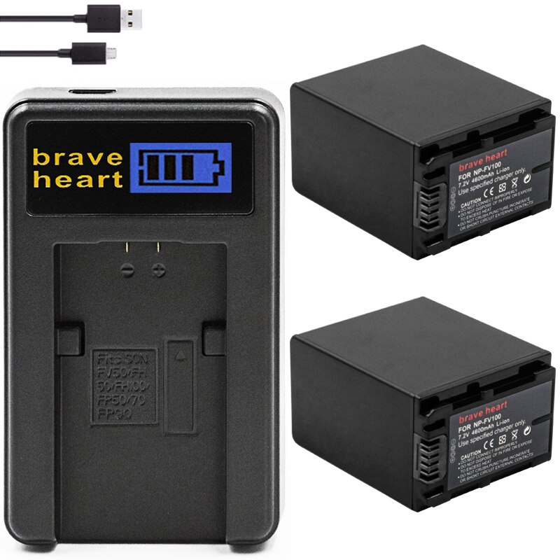 Np fv100 np-fv100 fv100 battery for sony  sx83e sx63e fdr-ax100e ax100e hdr camera: Charger and 2 batteries