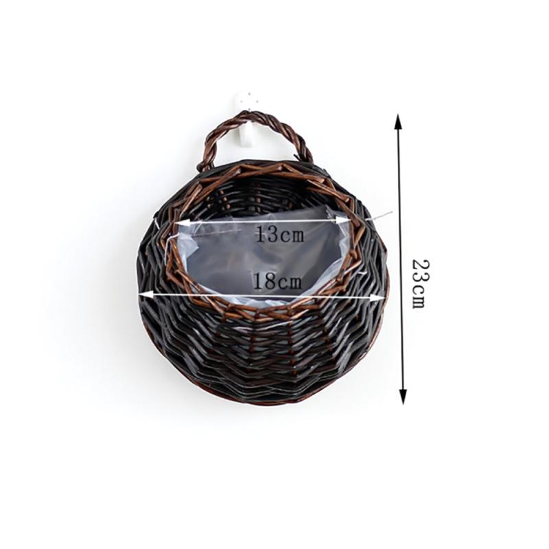 Jardinière fleur tenture murale osier rotin panier intérieur plantes support vigne Pot mural plante panier jardin décoration murale: Small Black