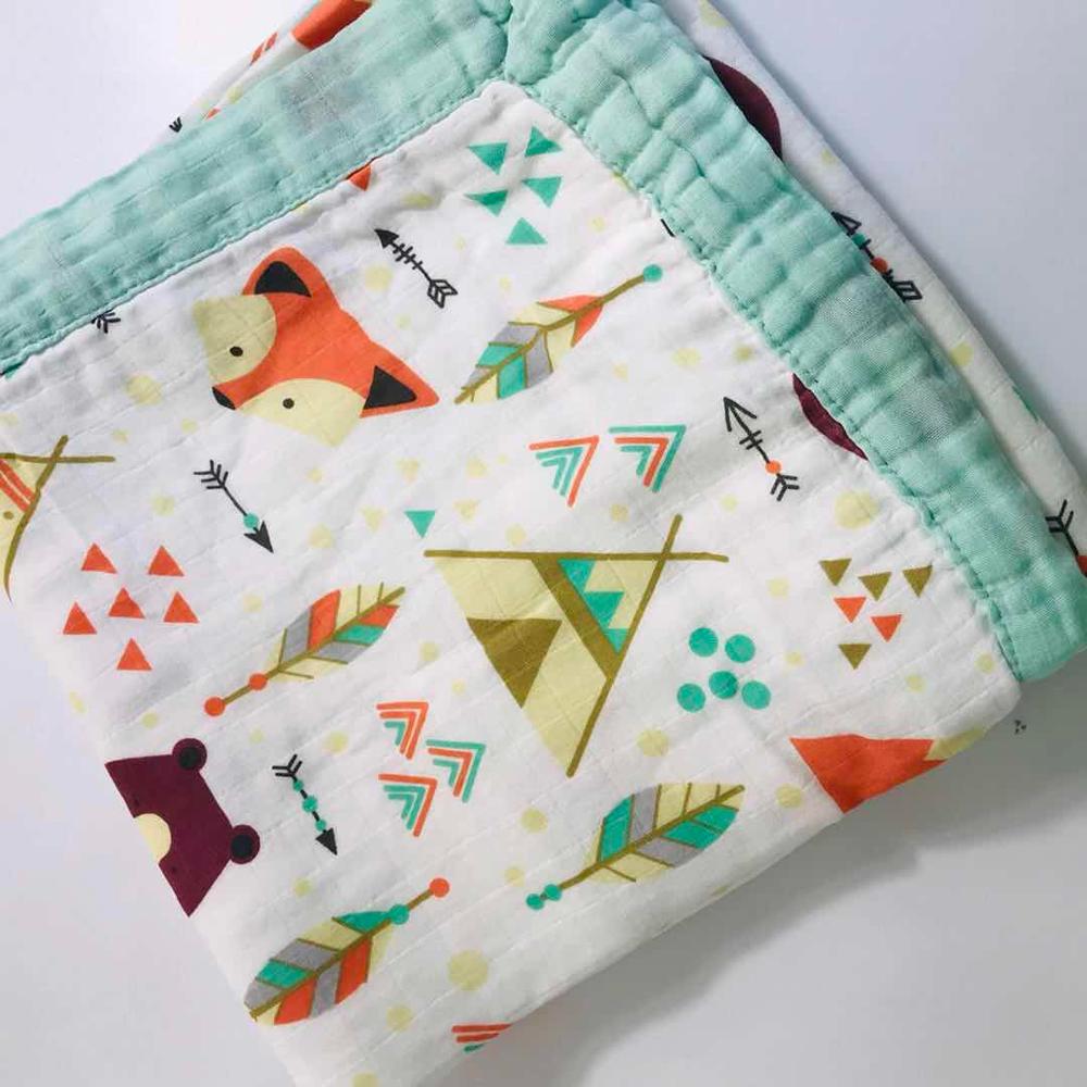 Couette en mousseline de bambou à quatre couches | Couverture en mousseline de bambou pour bébé, mousseline arbre à langes mieux que Aden Anais bébé/couverture écharpe pour bébé: four layer bear