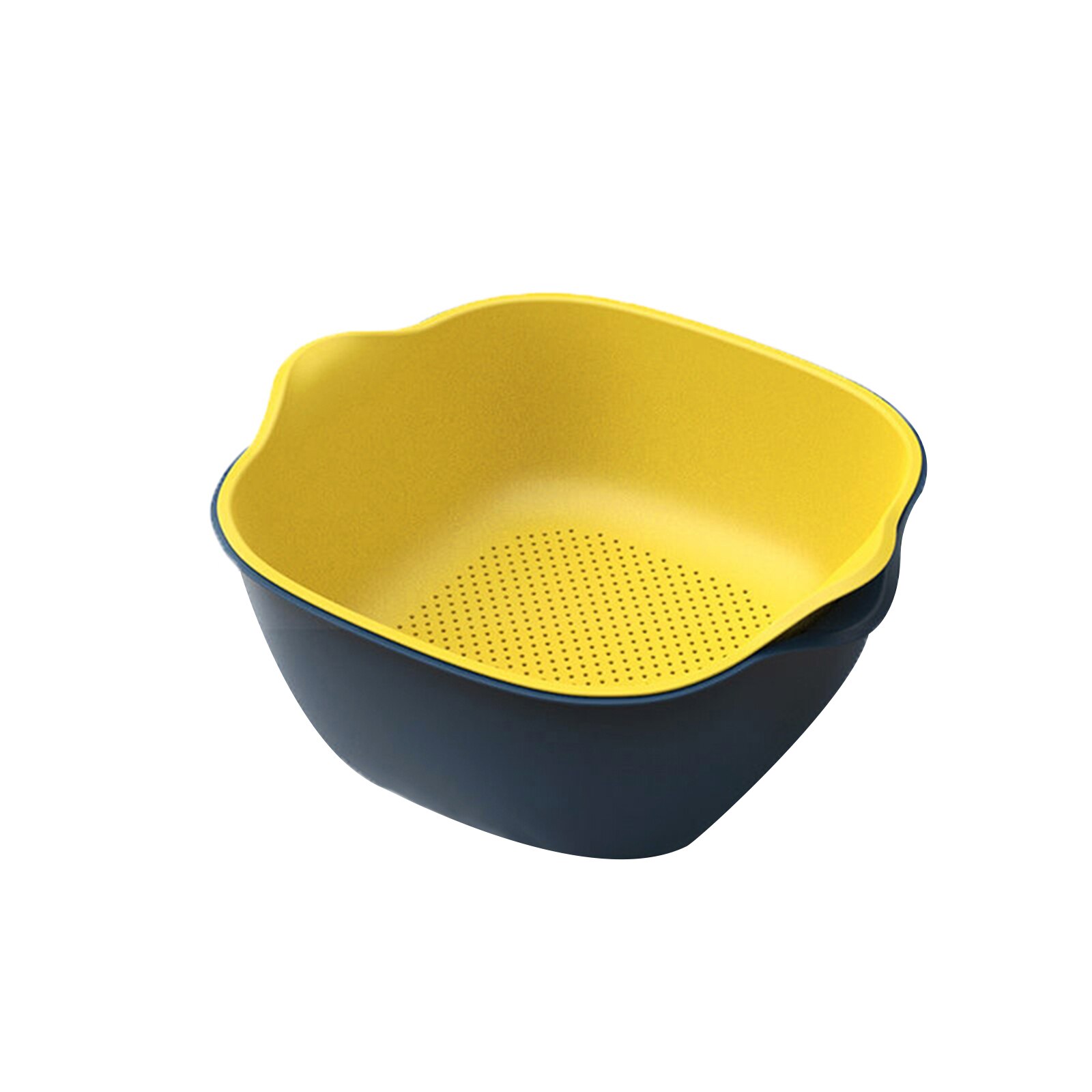 Vegetables Drying Basket Storage Box Detachable Camping Kitchen Clean Portable Tableware Large Capacity 2-Layer Box: Navy Blue