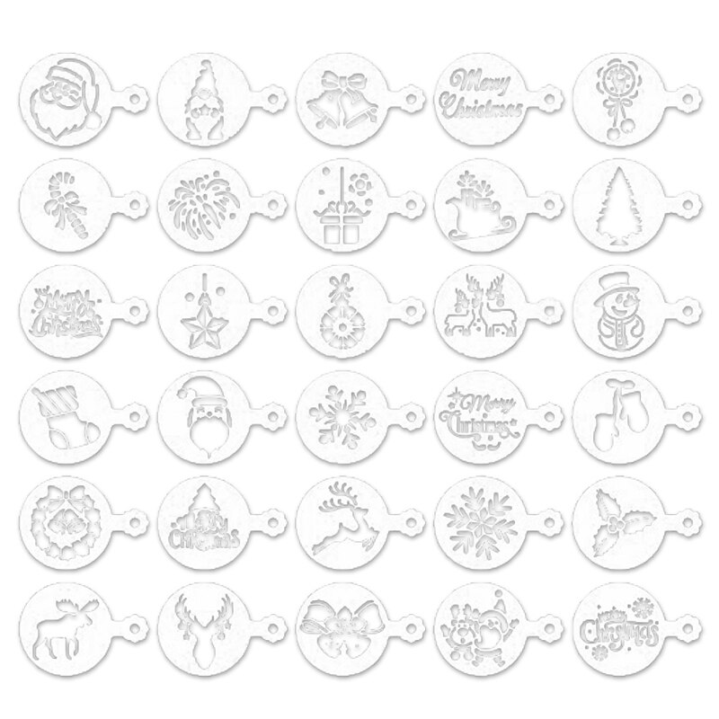Plantillas reutilizables para pasteles y galletas, moldes para estampar galletas, café, 30 unidades