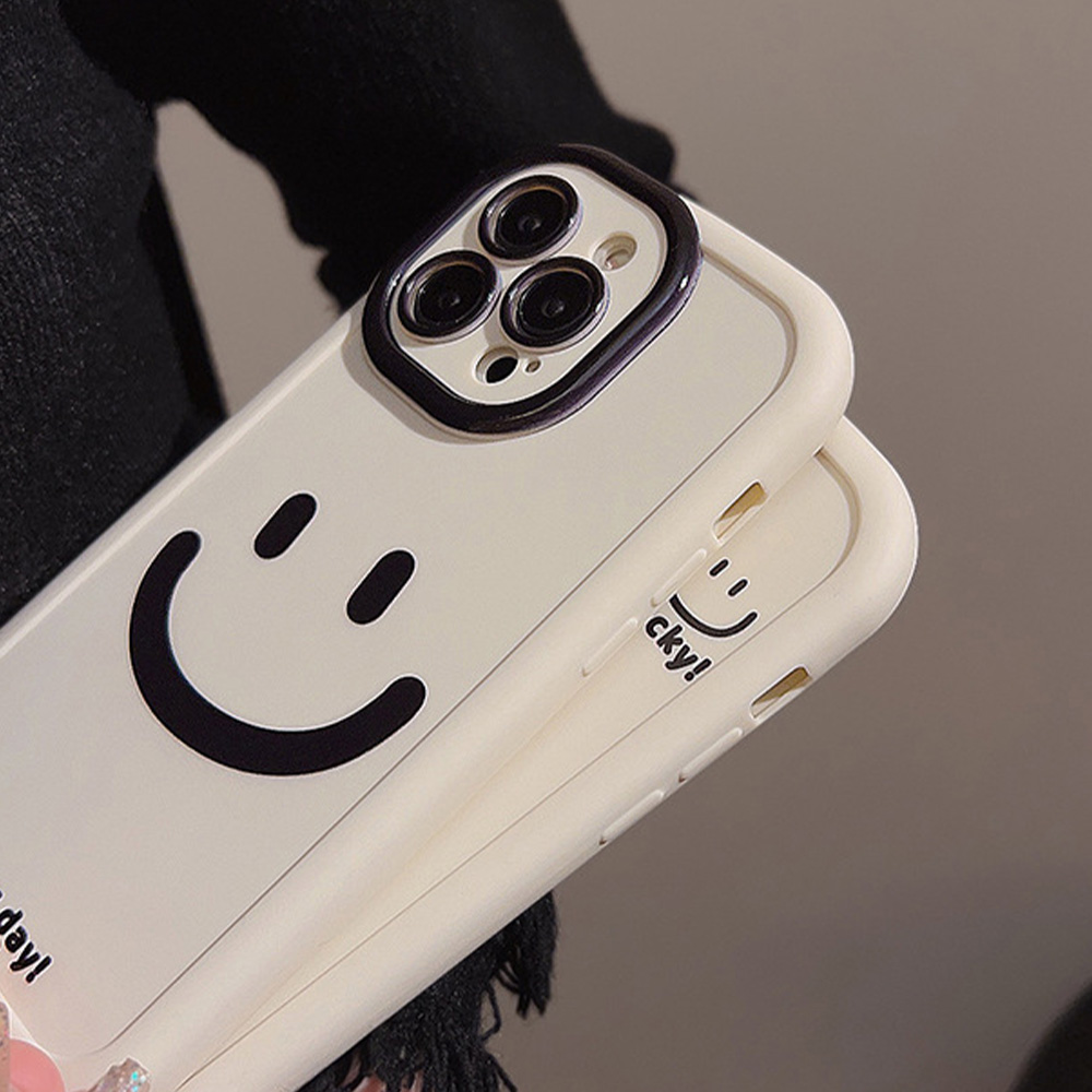Funda de teléfono con de sonrisa bonita para iPhone 15 14 11 12 13 Pro Max 16 XS XR Plus 7 8 SE, funda de teléfono de TPU, nuevos productos