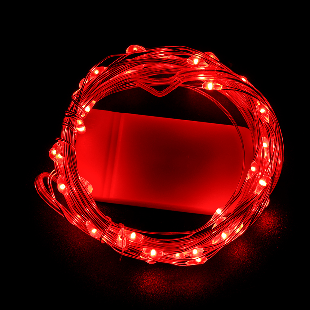 10M Led Koperdraad String Lights Batterij Aangedreven Garland Fairy Verlichting Snaren Voor Wedding Party Kerst Decoratie: Rood / 350W