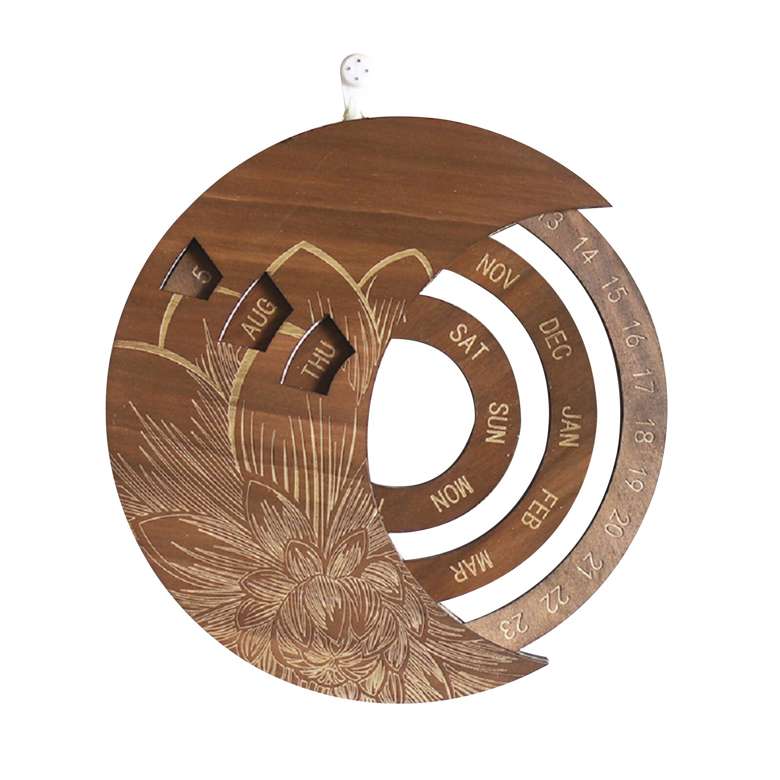 Wooden Calendar Floral Print Rotatable Permanent Calendar Decorative Ornaments for Living Room Bedroom Perpetual calendar