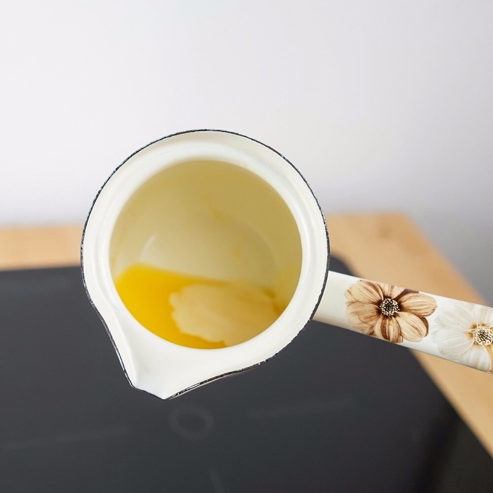 Mini porcelæn emalje smelter smør enkelt håndtag mælkepotte kaffekop baby mad nudler grød pan kaffemaskine kaffekande