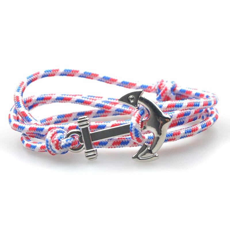 Legering anker armband verstelbare nylon touw ketting armband armband sieraden vintage bedel anker armbanden voor vrouwen mannen: 11
