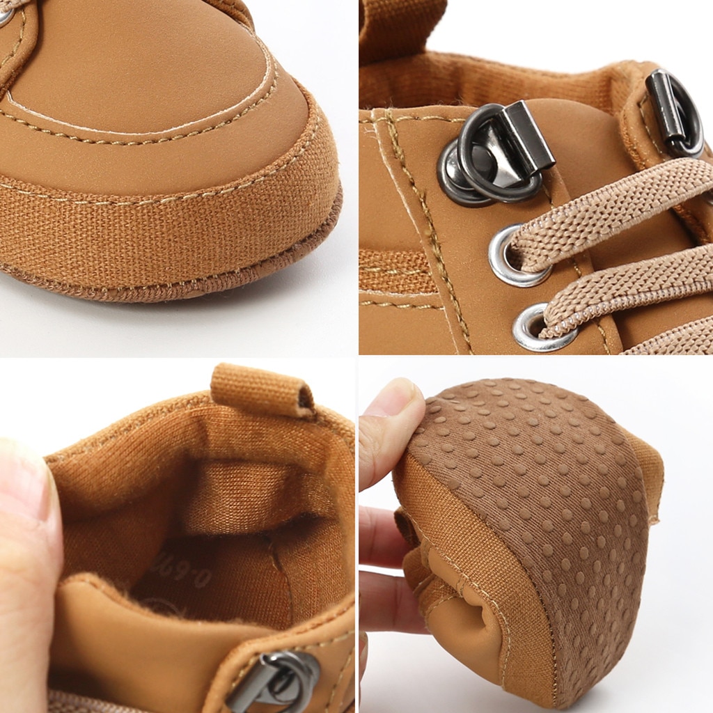 Cheville en Pu, chaussures pour bébés filles et garçons, bottes avec liaisons croisées solides en coton, toutes saisons, premières marches, à lacets