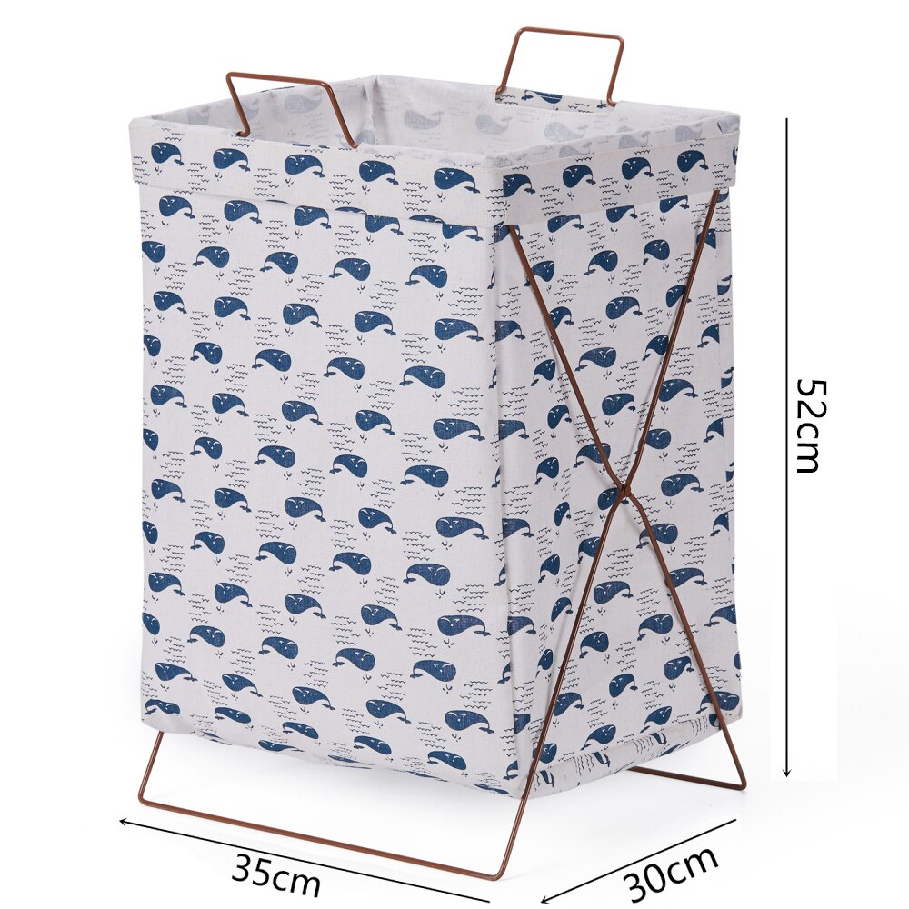 cotton linen Nordic simple support-type laundry basket waterproof moisture-proof foldable laundry bag: Blue Whale