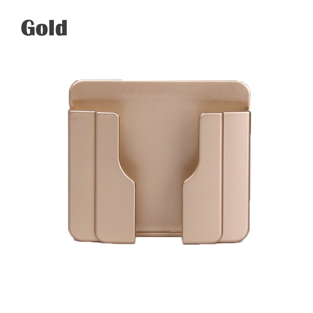 1PC Paste Style Mobile Phone Charging Holder Bracket For IPhone Keyring Wall Mount Stand Universal Practical Wall Storage Shelf: type 2 gold