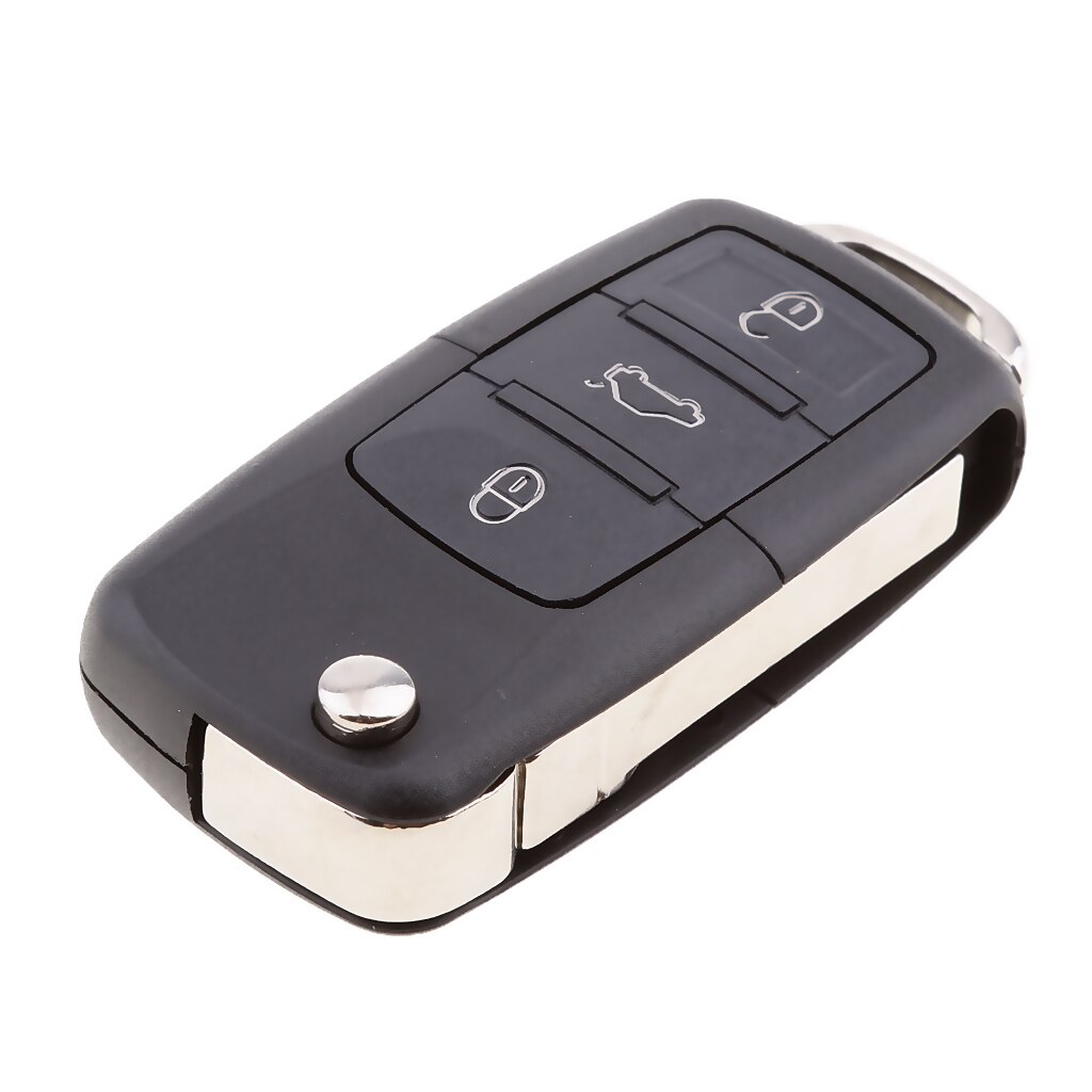 Llave de coche plegable a distancia negra para VW Bora Passat Golf Jetta Sharan Touran
