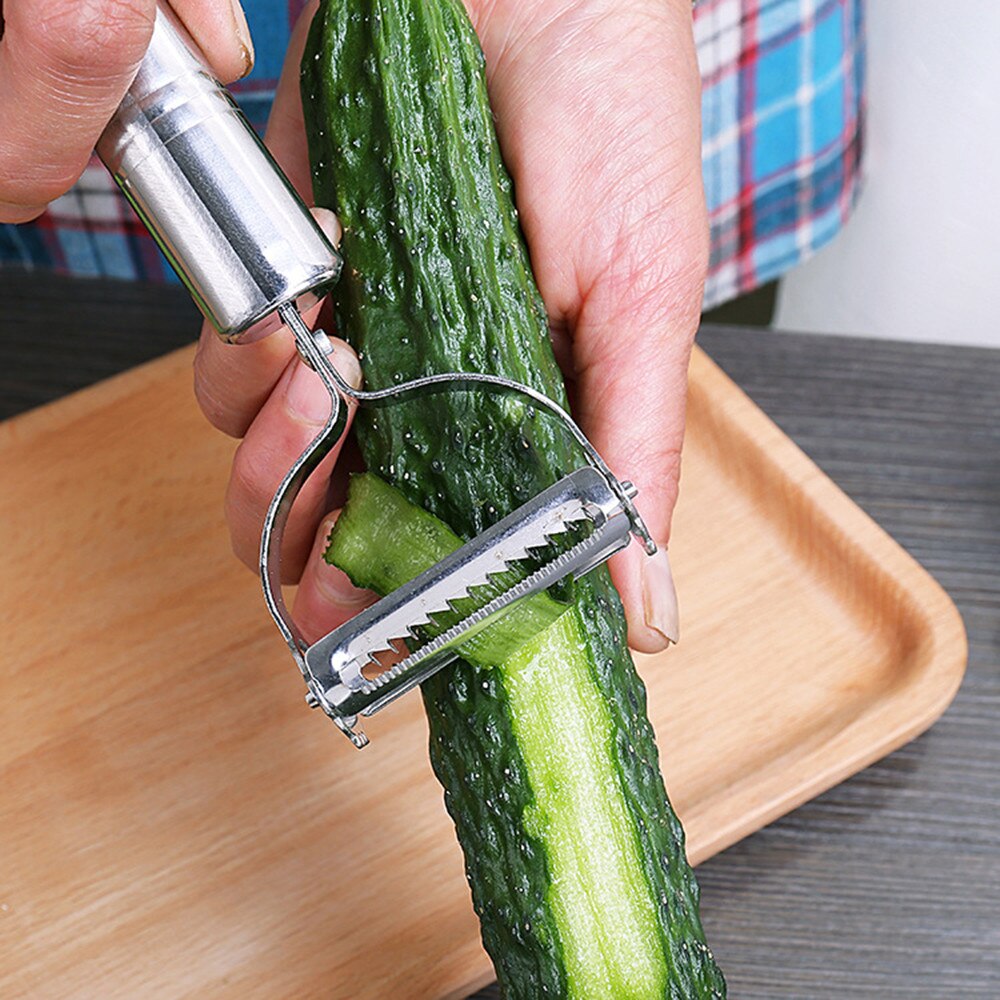 2Pcs/Set Stainless Steel Fruit Vegetable Handle Peeler Multifunctional Fruit Vegetable Shred Scraper Kitchen Essential Peeler